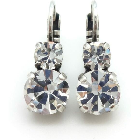 Mariana On a Clear Day Silver Earrings in Dbl Clear Round Leverback 001001 NWT - Picture 2 of 3